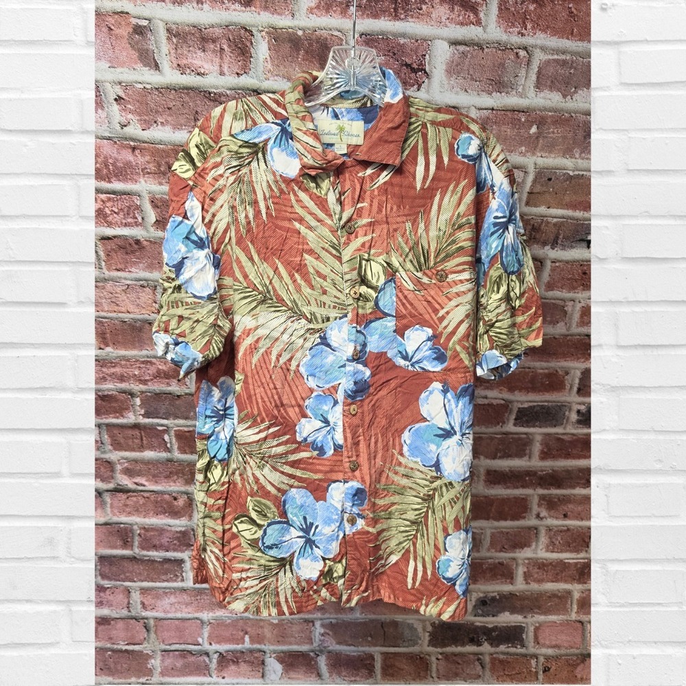 Men's ISLAND SHORES Tropical Rayon‎ Button Down Shirt Large Size